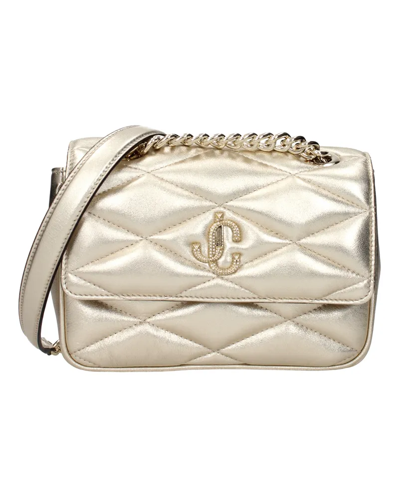 Jimmy Choo Farone Damens Umhängetaschen Gold/Champagner Leder -