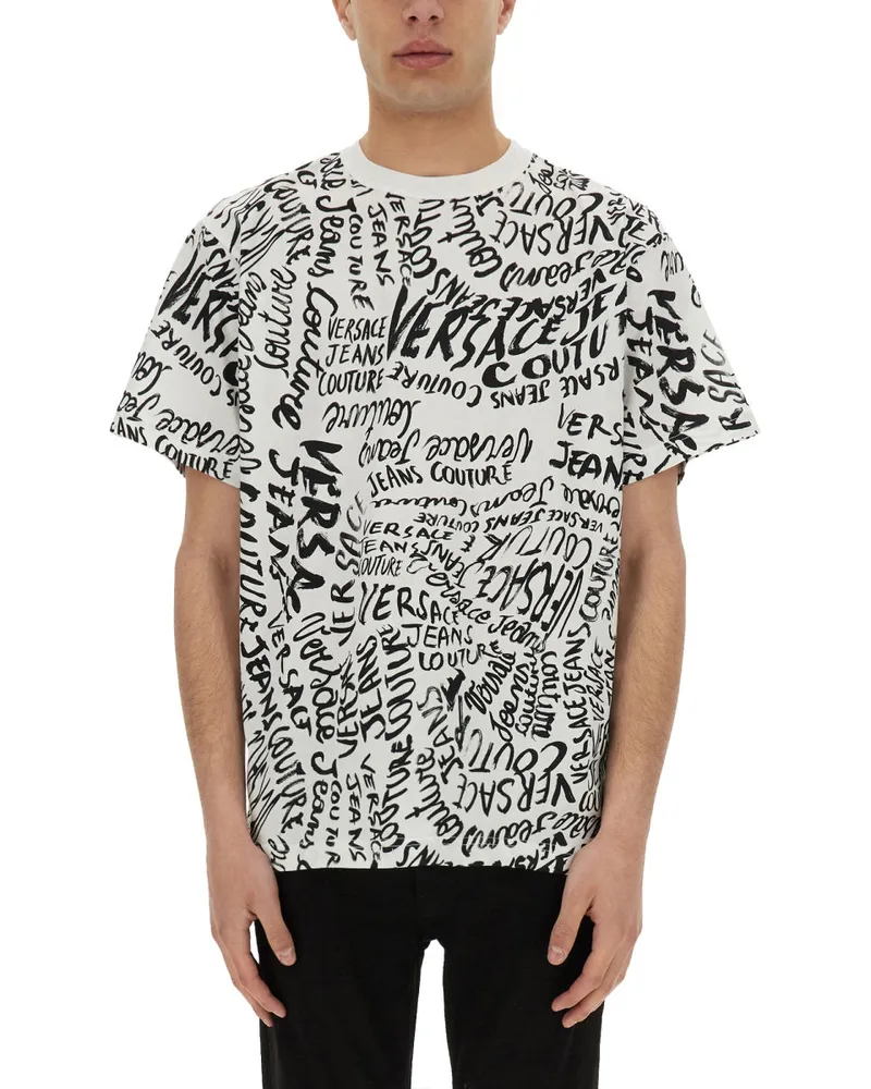 Versace Jeans Logomania Print T -Shirt White