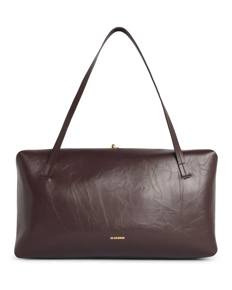 Jil Sander Große braune Lear-Tasche „Goji Pillow Brown