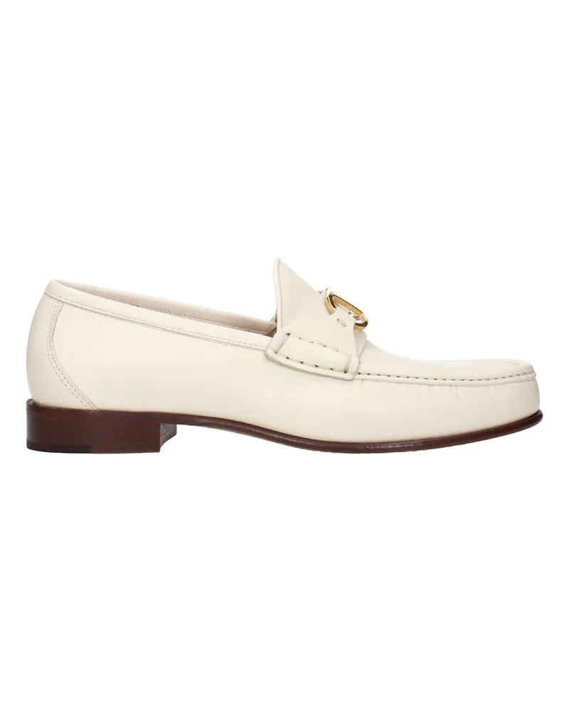 Valentino Garavani Herrens Beige/elfenbeinfarbene Leder-Loafer -