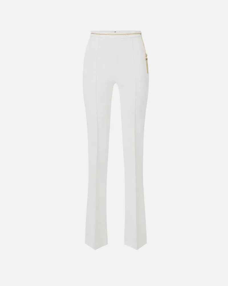Elisabetta Franchi Hose mit Schmuckkette Ivory