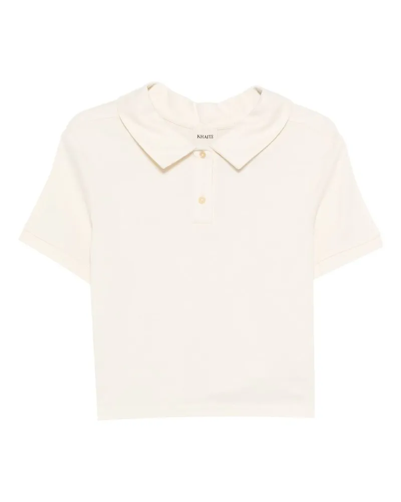 KHAITE Jasna Seiden-Poloshirt Beige