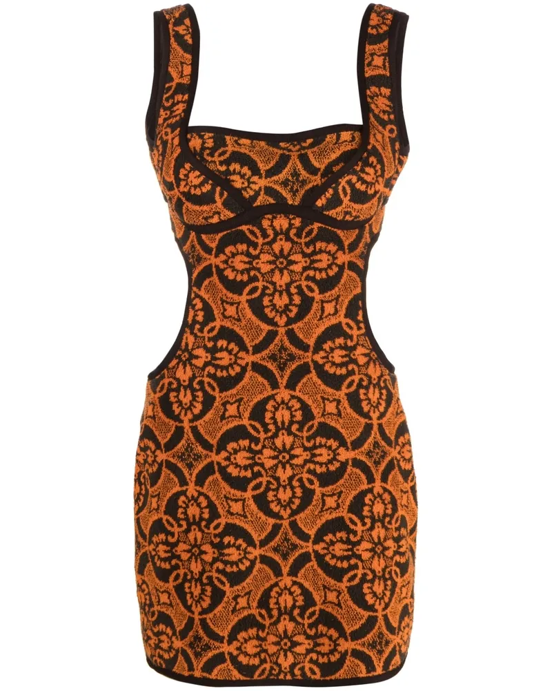 Marine Serre bedrucktes kurzes Baumwollkleid Red
