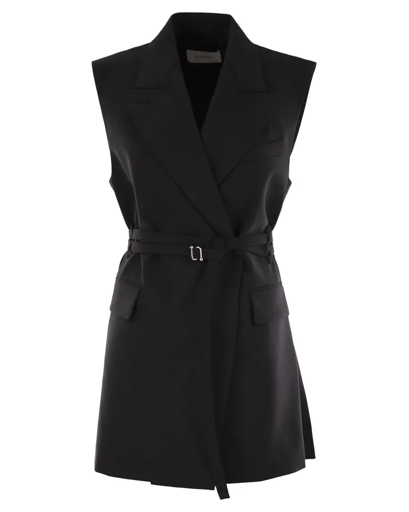 SPORTMAX Ciurma ärmellose langer Blazer Black