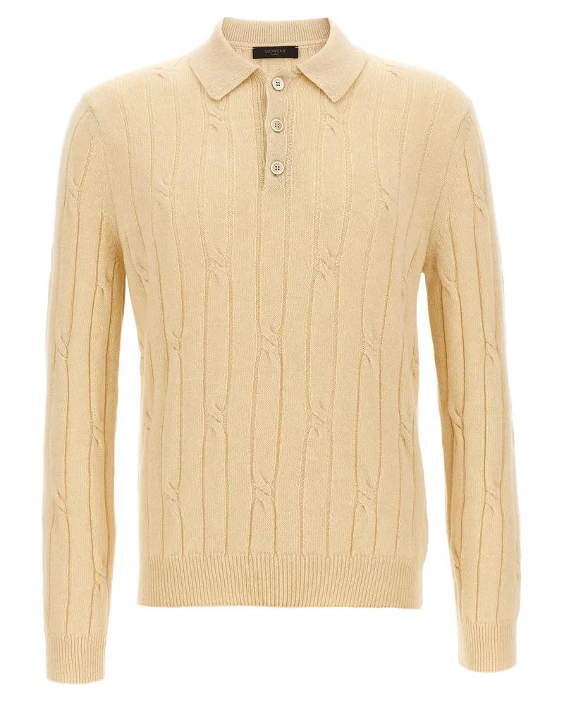 Zanone geflochtenes Wollpolohemd Beige