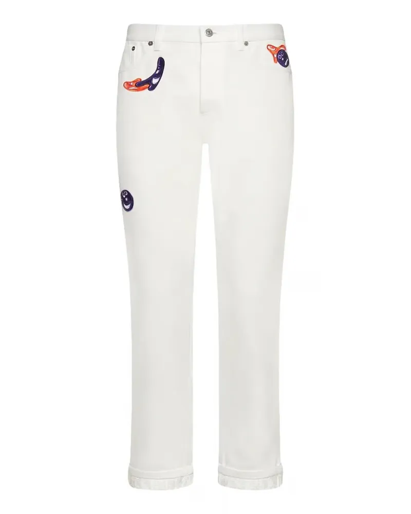 Dior Kenny Scharf Patches Jeans Weiß