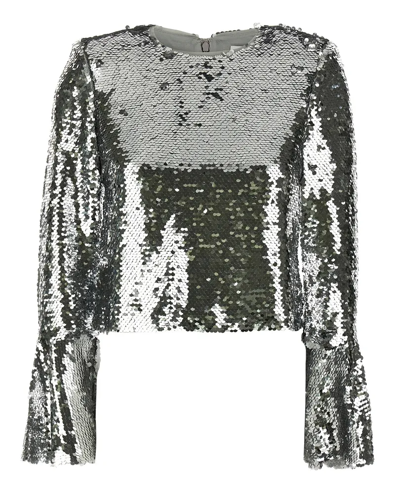 Self-Portrait Self -Porträt 'Silber Pailla Flared Sleeve' Top Silver