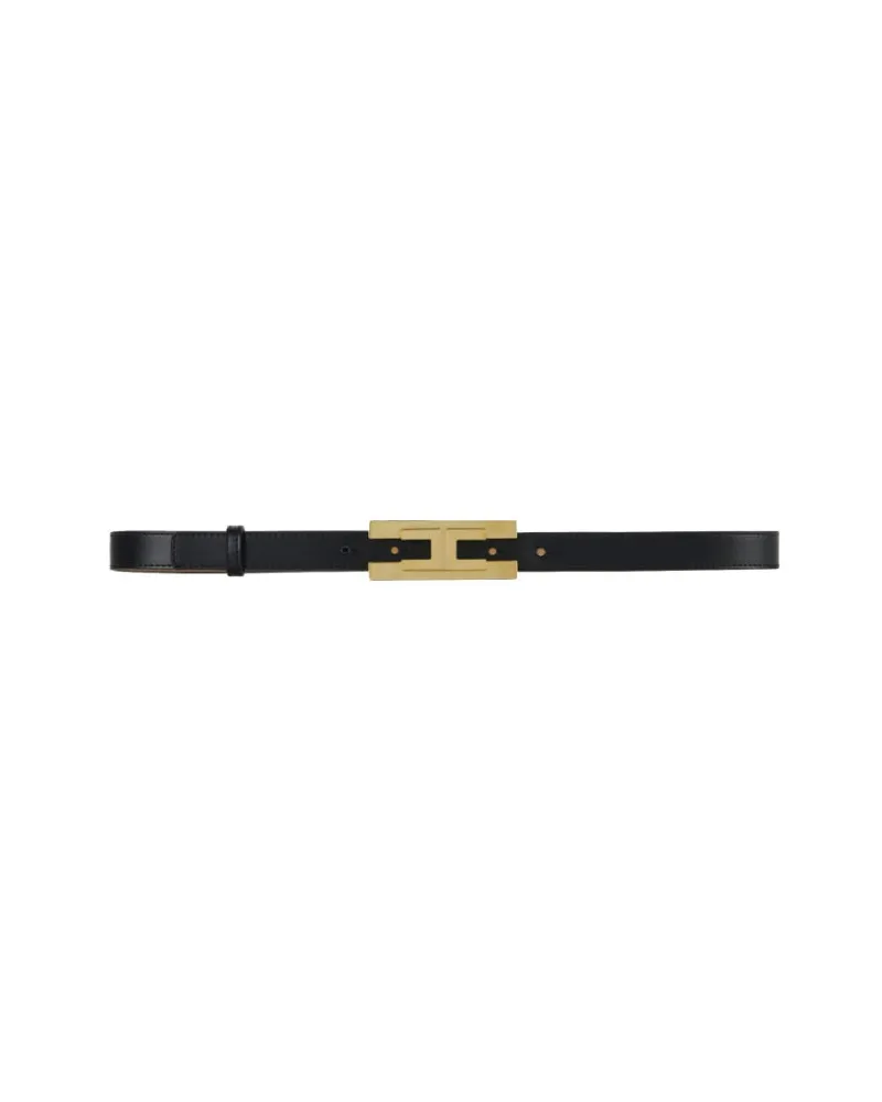 Elisabetta Franchi Doppel -Logo -Gürtel Black