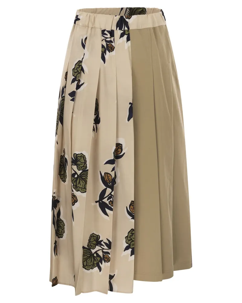 Weekend Max Mara Etra Faltenrock aus gemustertem Twill Beige