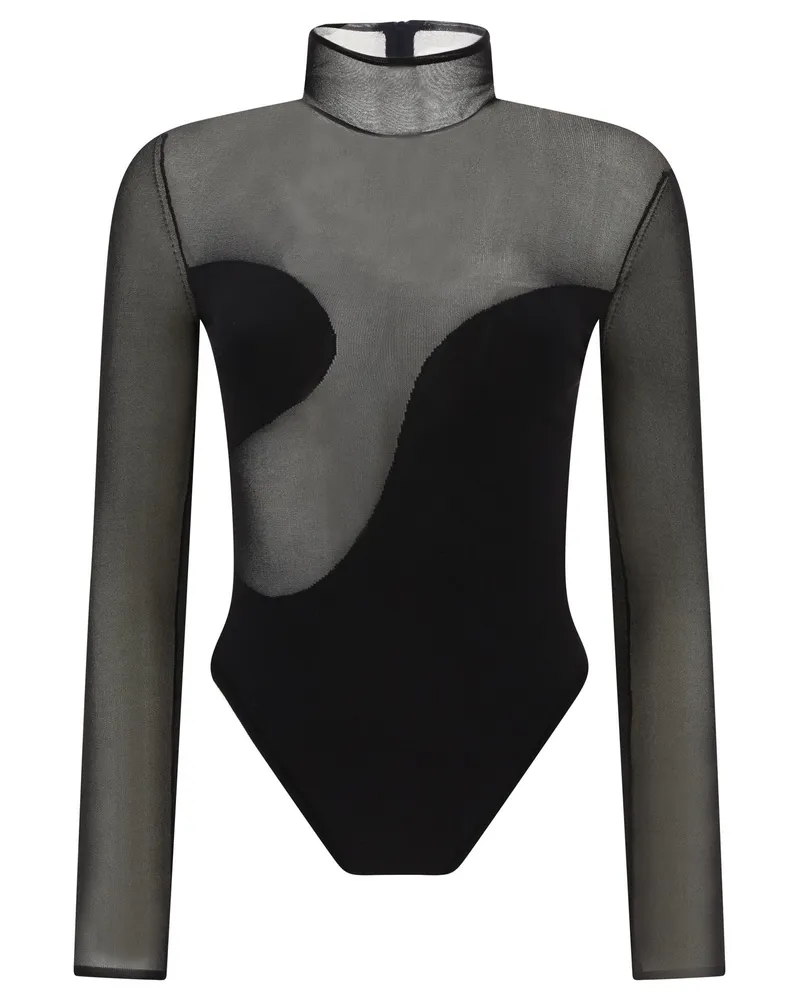 Nensi Dojaka Asymmetrischer Linie BodySuit Schwarz