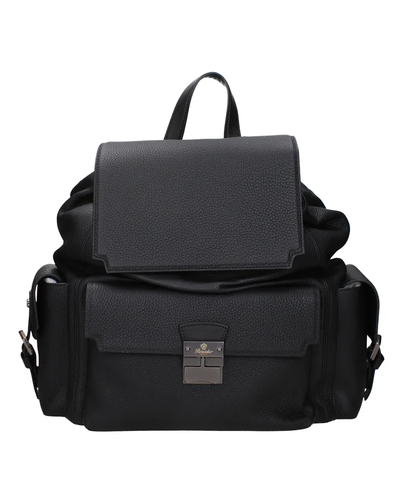 Pineider Herrens Lederrucksäcke und Messenger Bags Schwarz -