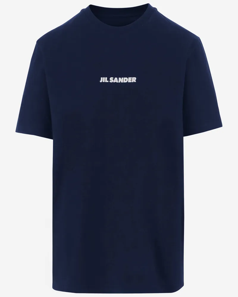 Jil Sander Baumwoll-T-Shirt mit Logo Blue