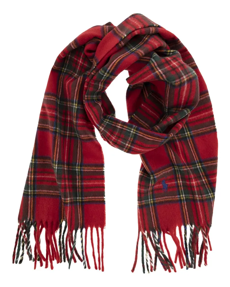 Ralph Lauren Cashmere Tartan Schal Rot