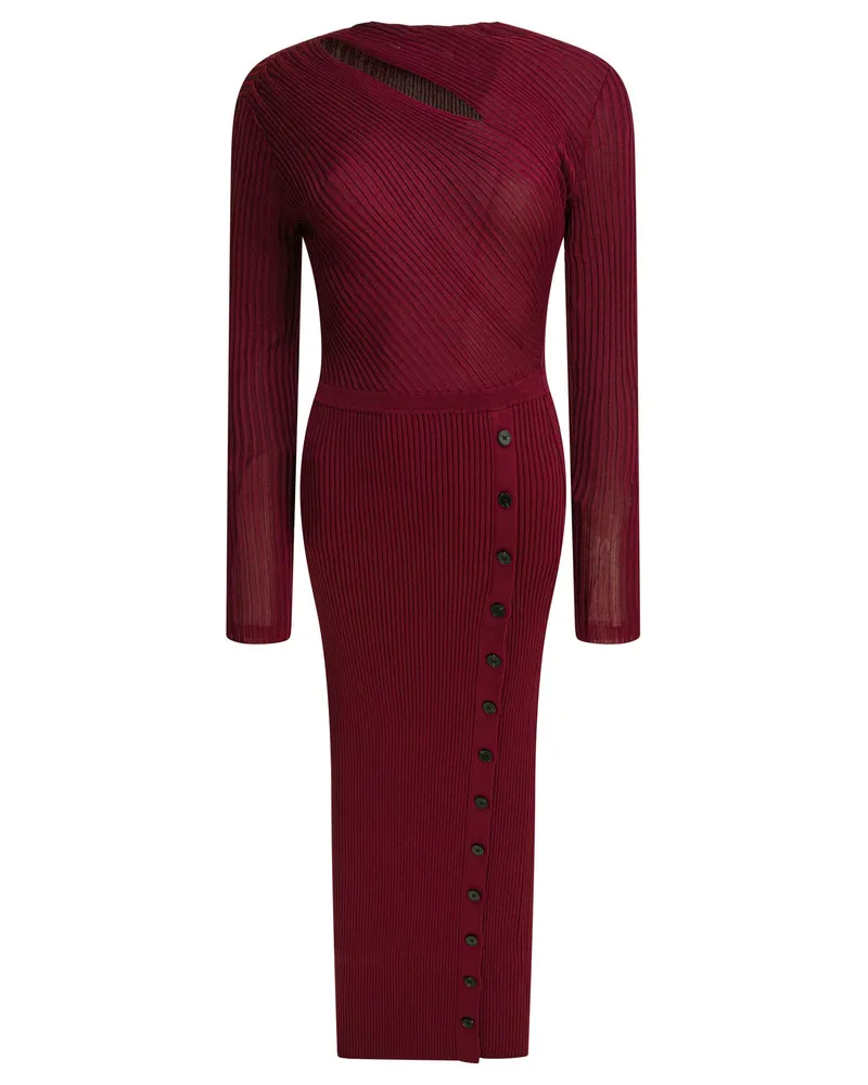 Self-Portrait Selbstporträt-Midikleid mit Cut-Outs Bordeaux