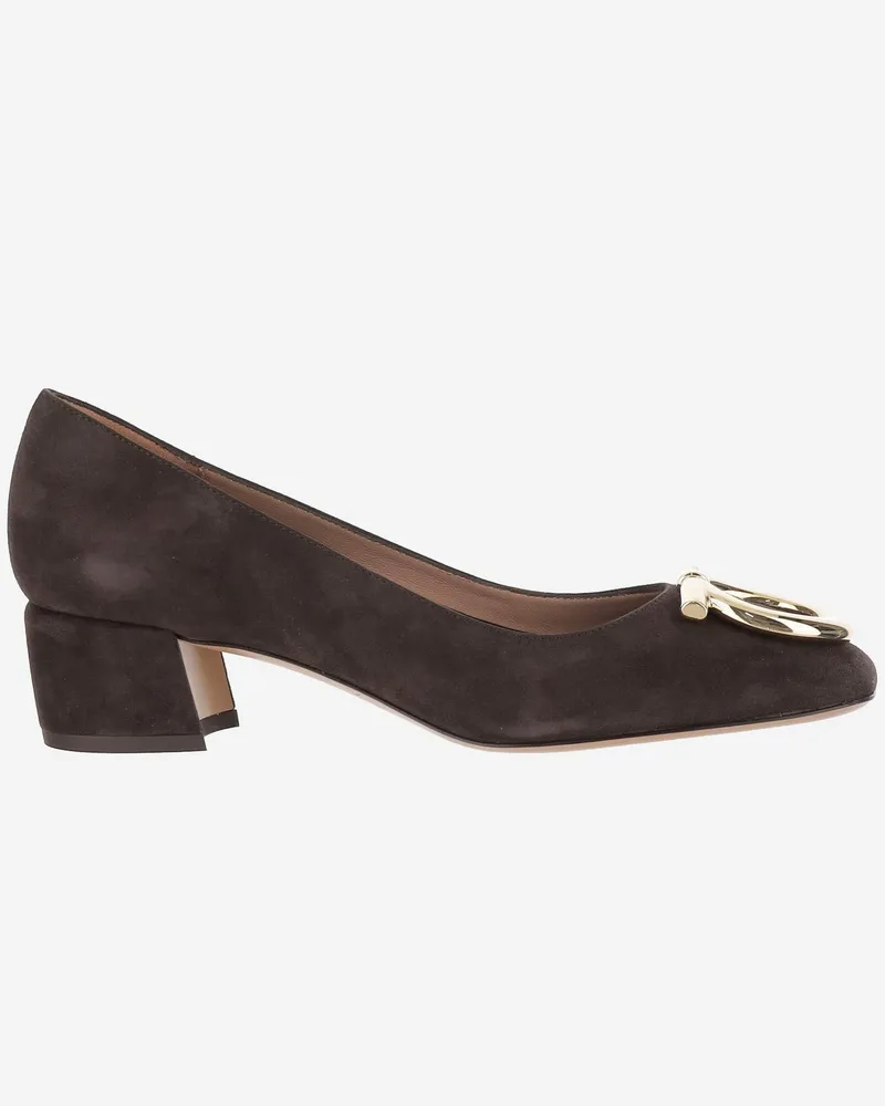 Ferragamo Gancini Maxi Pumps Marrone