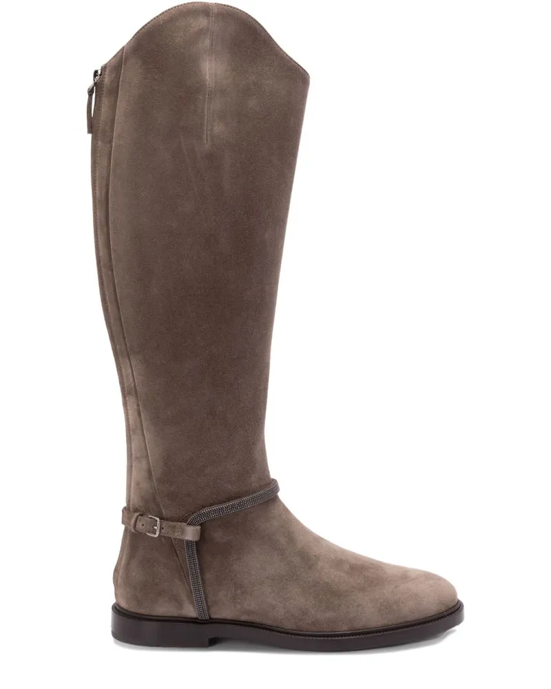 Brunello Cucinelli Wildleder Lederstiefel Brown