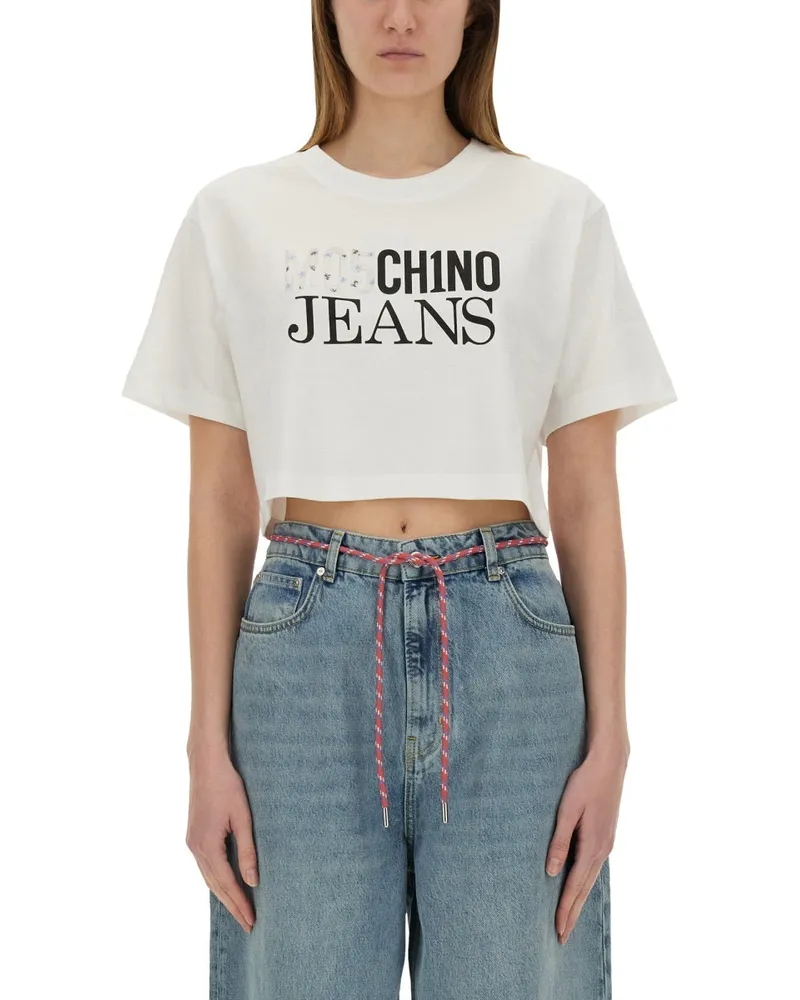 Moschino Moschino -Jeans schnappte T -Shirt mit Logo White