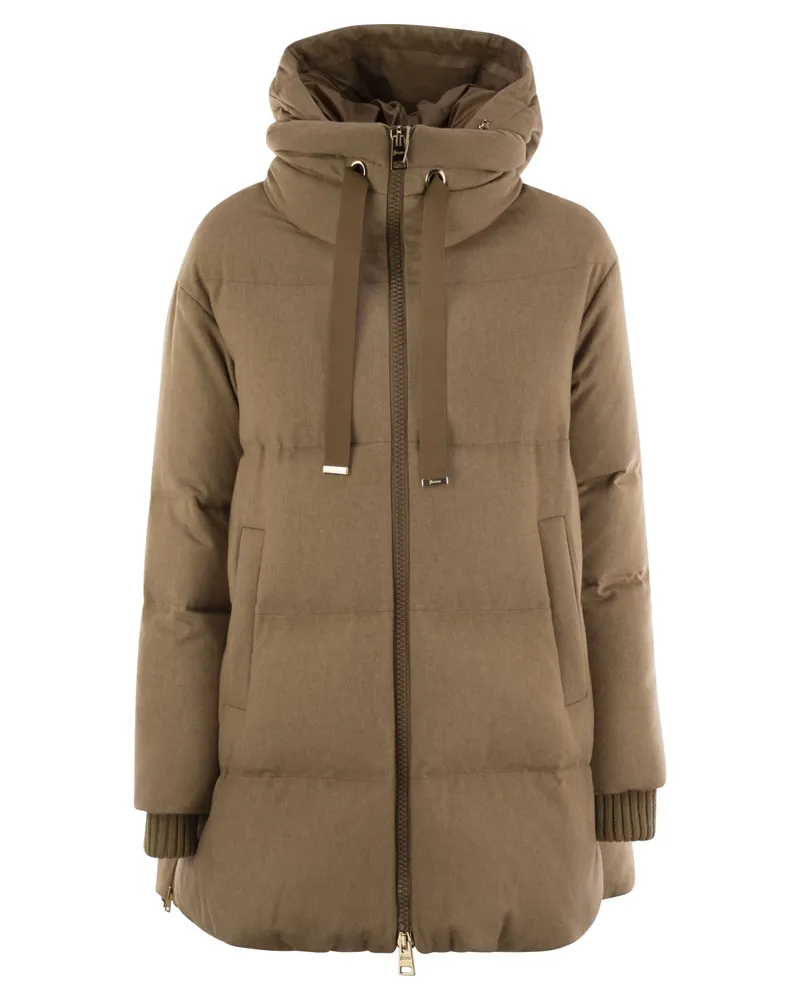 Herno Seide und Kaschmir -Down -Jacke Camel