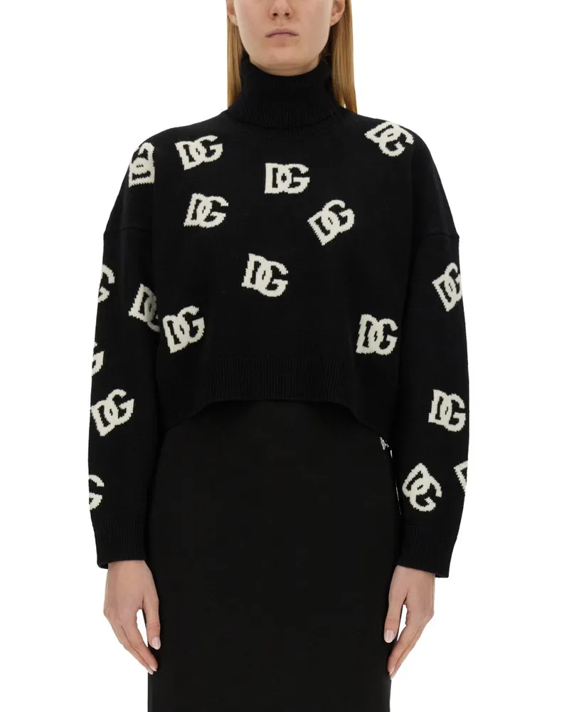 Dolce & Gabbana Jersey mit Logo Inlay Black