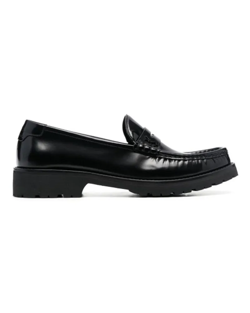 Saint Laurent Oxford Leder -Slipper Schwarz