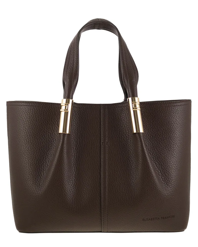 Elisabetta Franchi Medium Tasche mit Logo -Details Brown