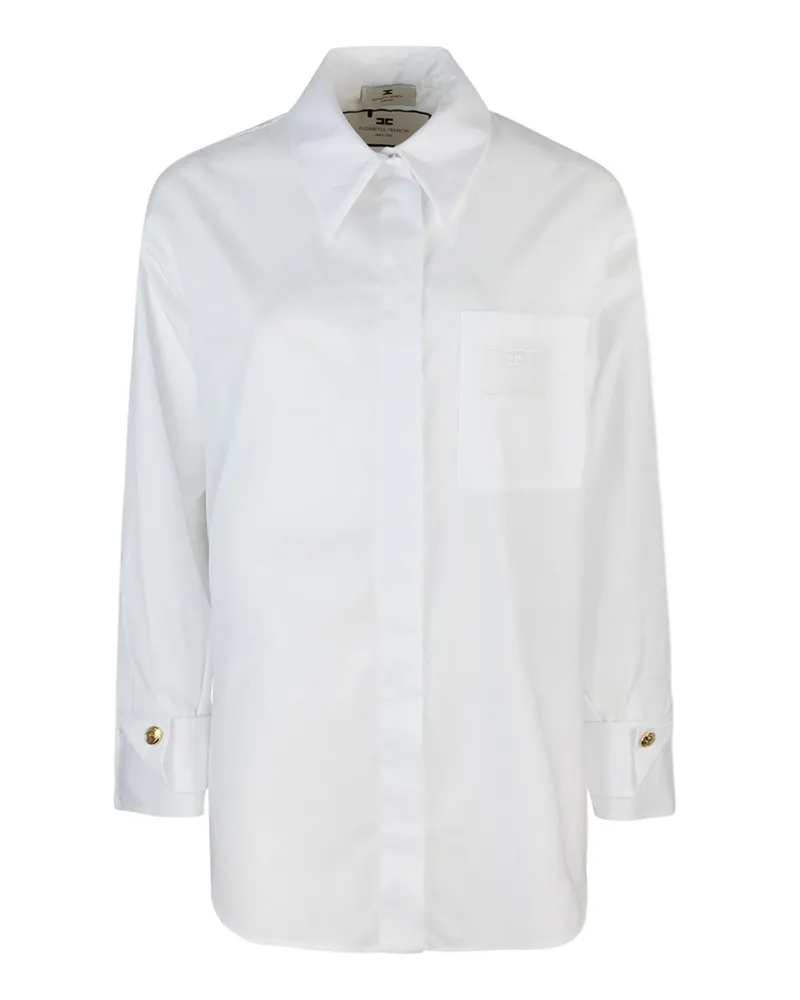 Elisabetta Franchi Camicia in Popeline Con Taschino Ricamato White