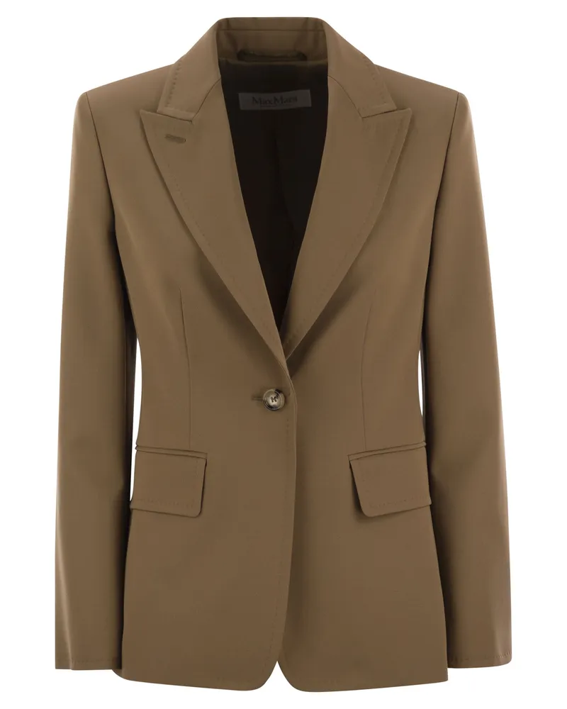 Max Mara Palchi Wool Gabardine Blazer Camel