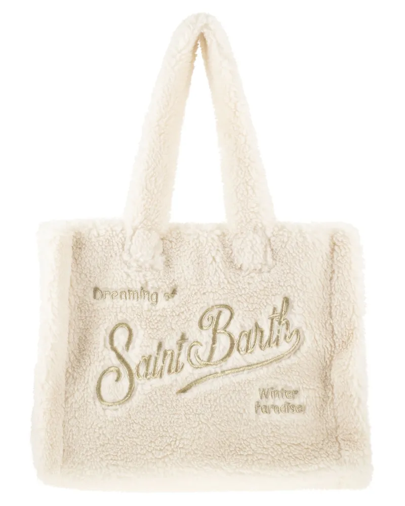 MC2 Saint Barth Colette Teddy Sherpa Handtasche mit Logo White