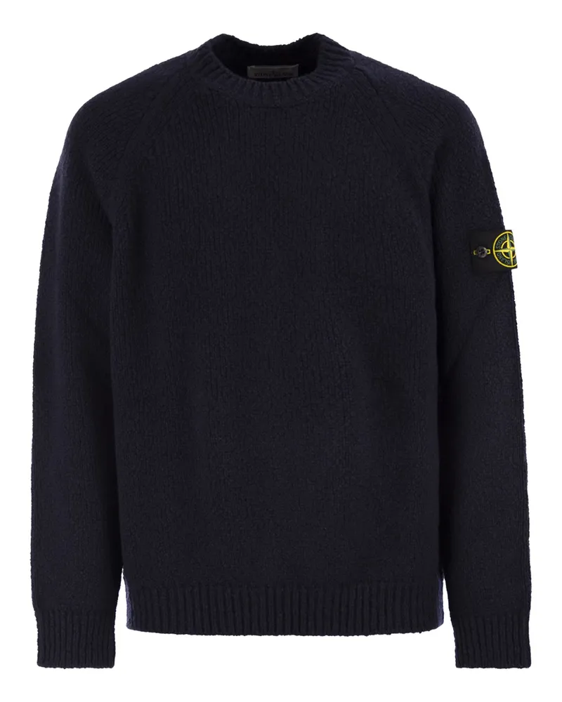 Stone Island Round Hals -Jumper mit Raglan -Ärmeln Navy