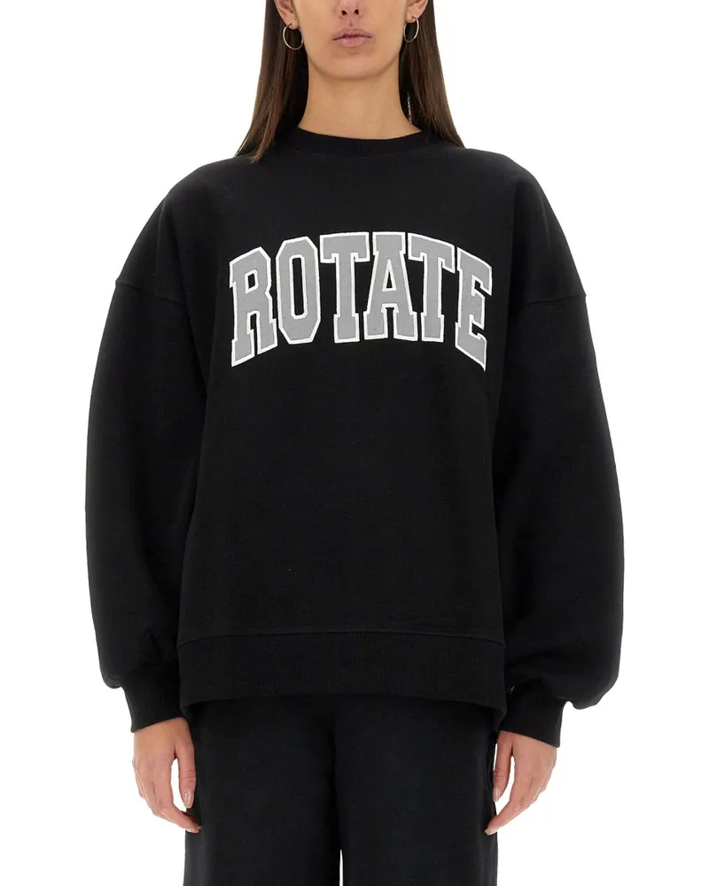 ROTATE Birger Christensen Drehen Sie Birger Christensen schweres Baumwoll -Sweatshirt Black