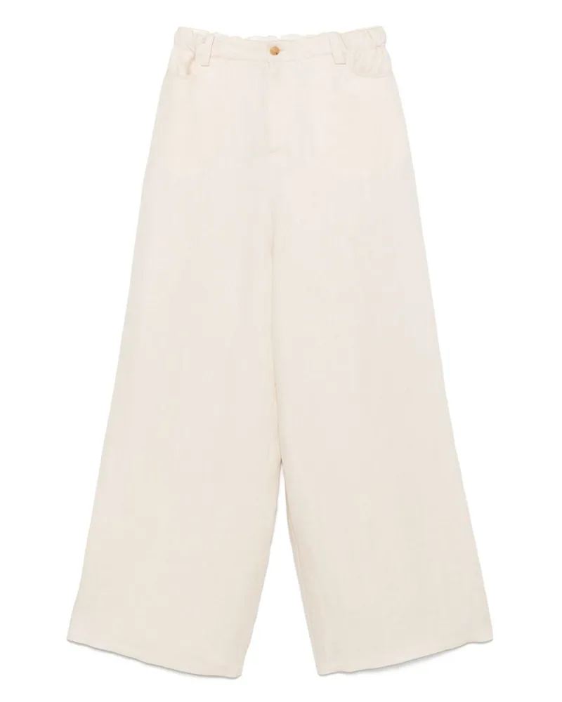 ALYSI Leinen mit weitem Beinhosen White
