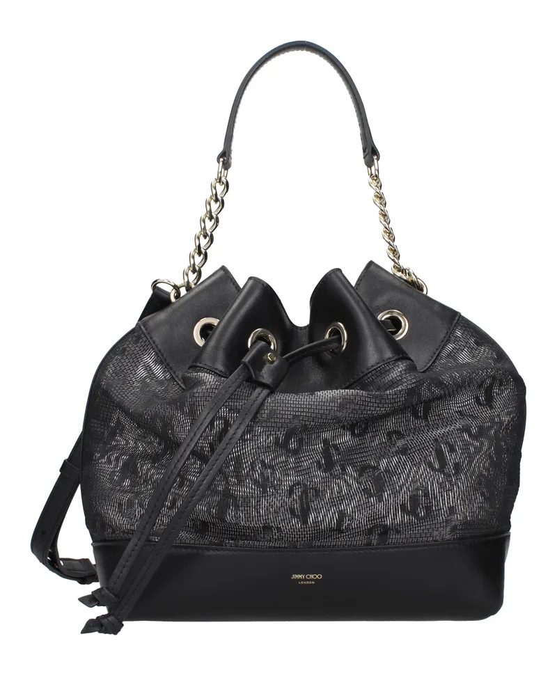 Jimmy Choo Juno Damens Umhängetaschen aus schwarzem Stoff -