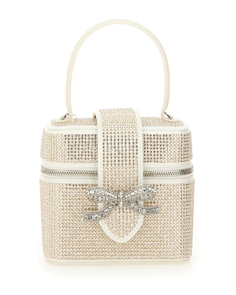 Self-Portrait Selbstporträtsatin -Schönheitsfall mit Strasssteinen Beige