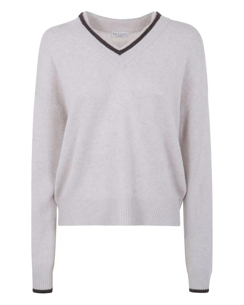 Brunello Cucinelli Cashmere gegen Nackenpullover Ivory