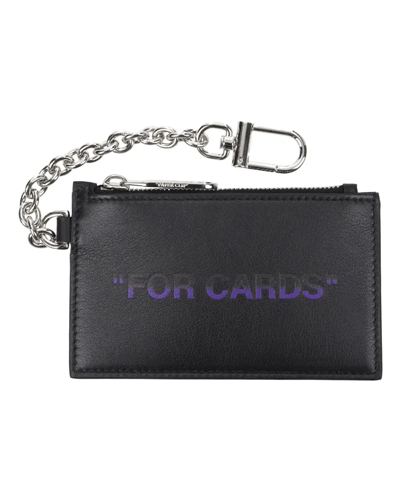 OFF-WHITE Off-weißer Münzhalter Mann Leder schwarz/lila -