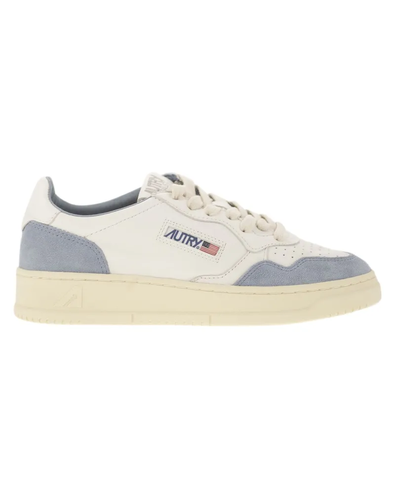 AUTRY Medaillengewinner niedriger weißer Leder- und Wildleder -Turnschuhe in Pulver White