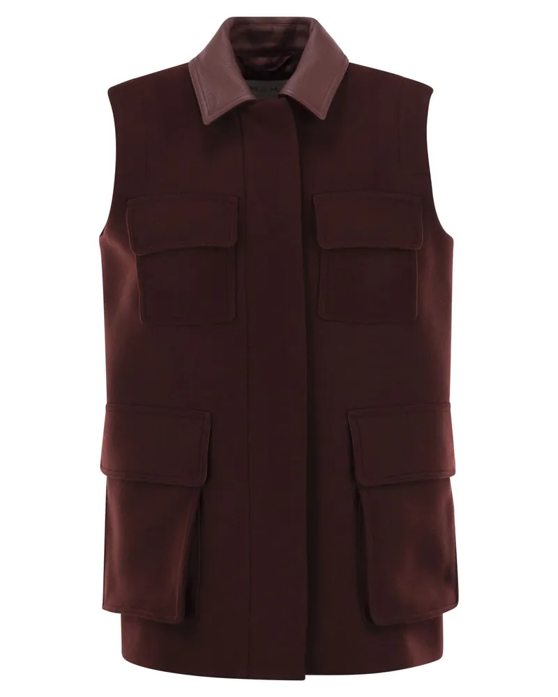 Max Mara Aeroso1234 Lange Weste aus Wolle, Alpaka und Kaschmir Bordeaux