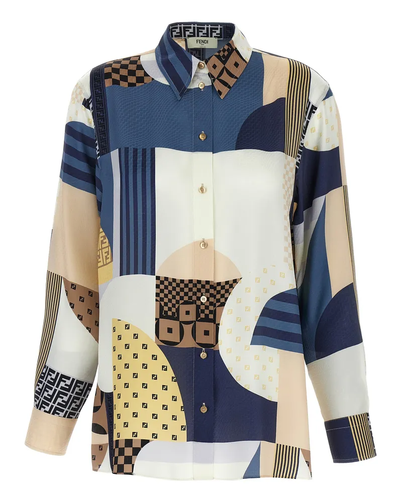 Fendi Patchwork Seidenhemd Multicolor
