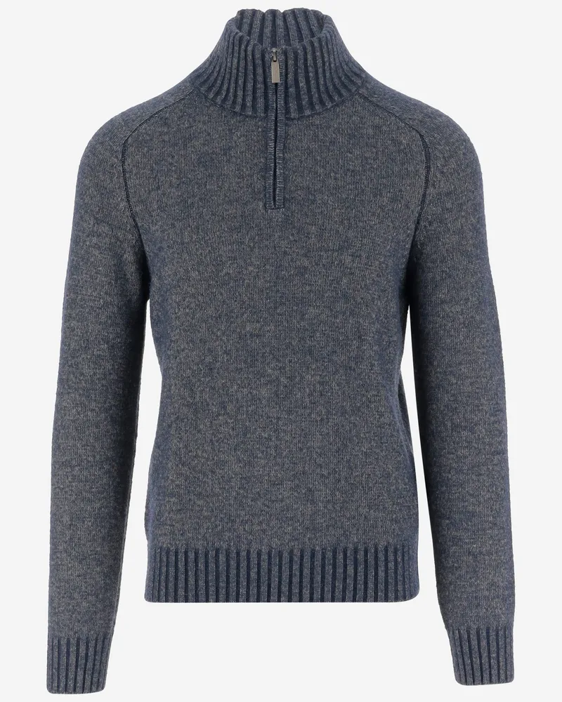 K-Way Wollmischpullover mit Reißverschluss am Hals Grey