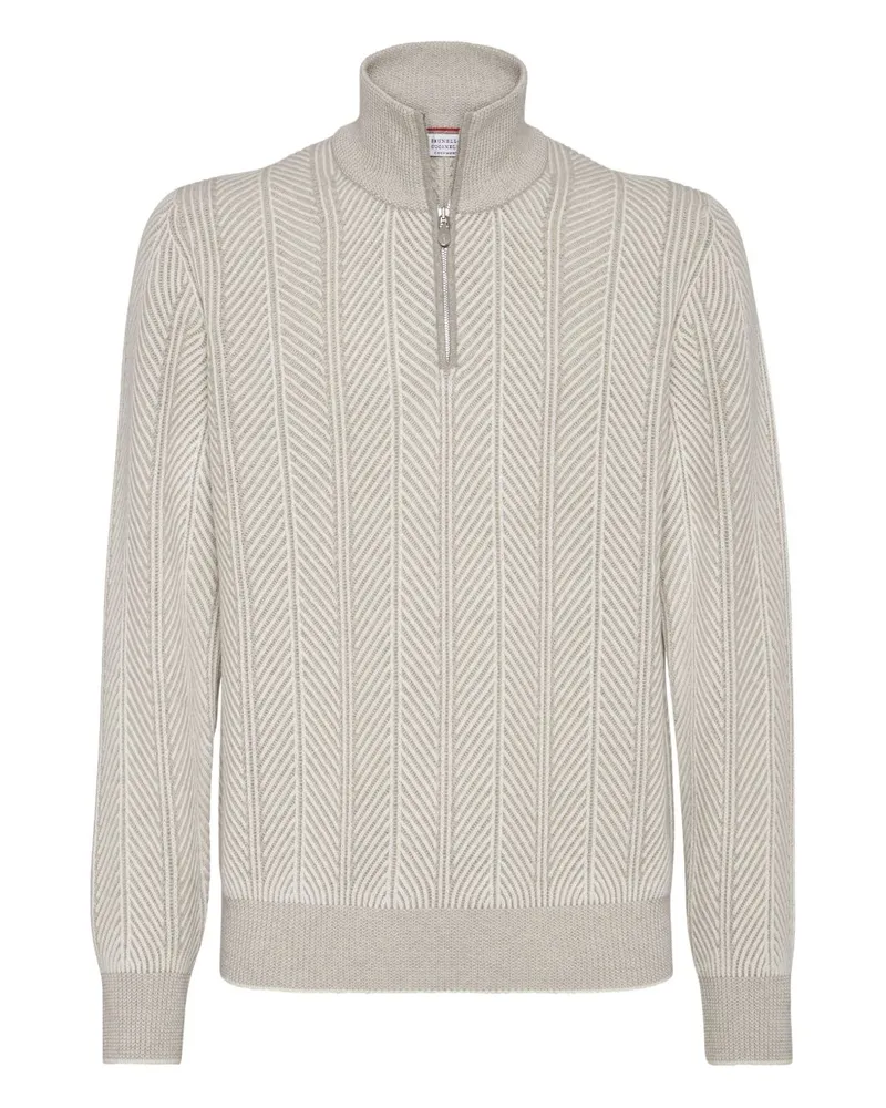 Brunello Cucinelli Kaschmirschildkrötenhalsspringer White