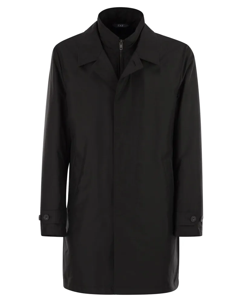 Fay Morgenmantel in technischer Poplin Black