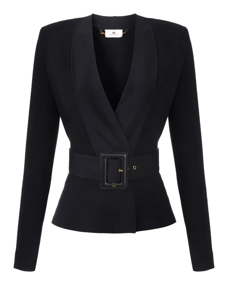 Elisabetta Franchi Top mit V-Ausschnitt und Gürtel Black