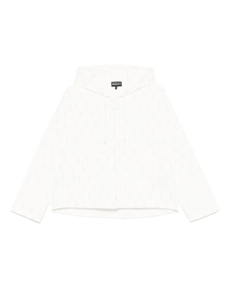 Emporio Armani Allover Logo Hoodie White