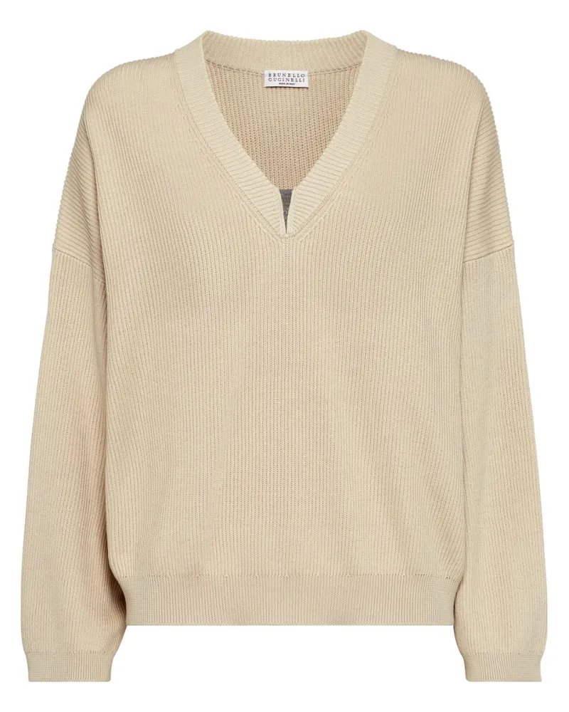 Brunello Cucinelli Cotton gegen Nackenpullover Beige