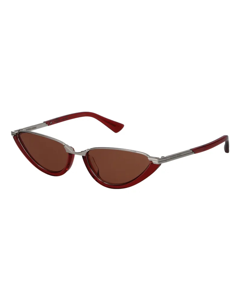 Bottega Veneta Damens Sonnenbrille Rot Metall/Hellbraun -