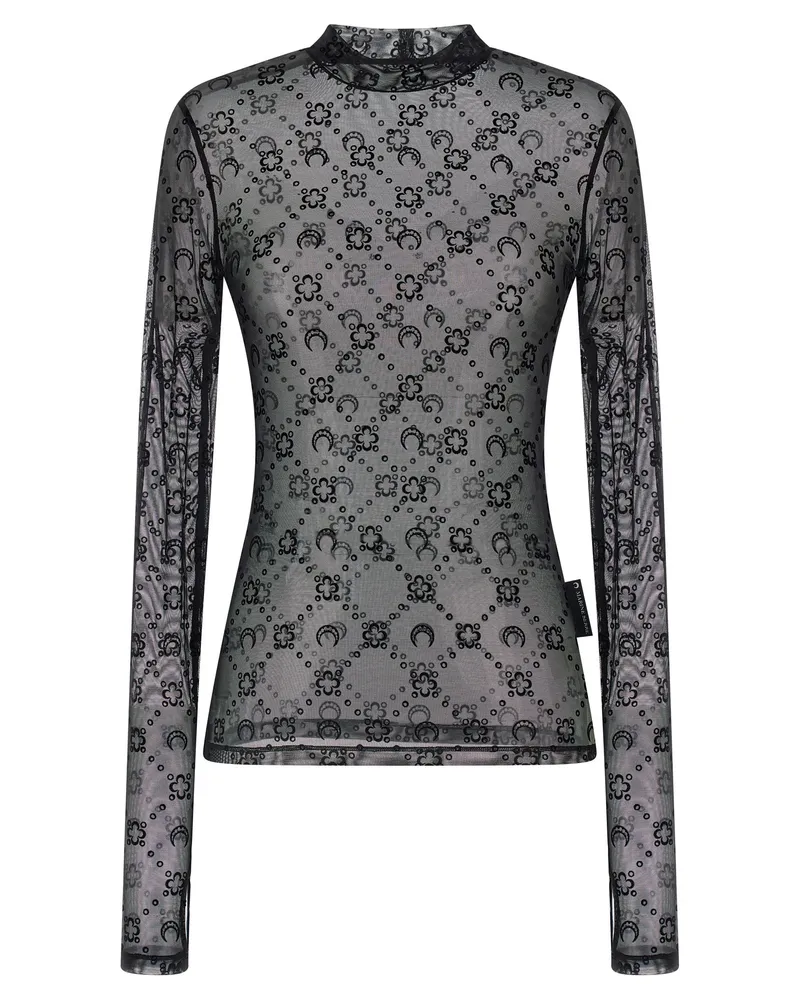 Marine Serre strahlte Moonogramm Top Black