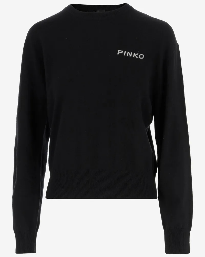 Pinko Wolle und Kaschmir -Logo -Pullover Black