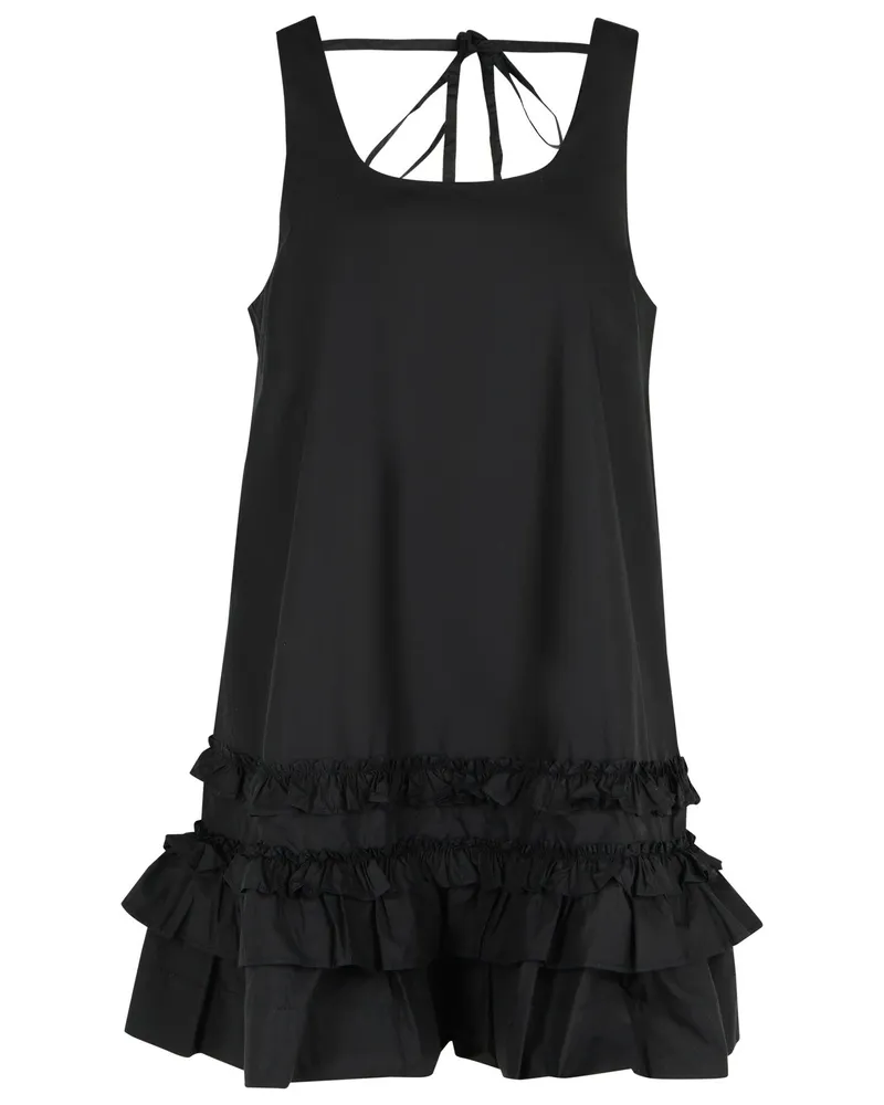 Ganni Mini -Kleid in schwarzer Baumwollpoplin Black