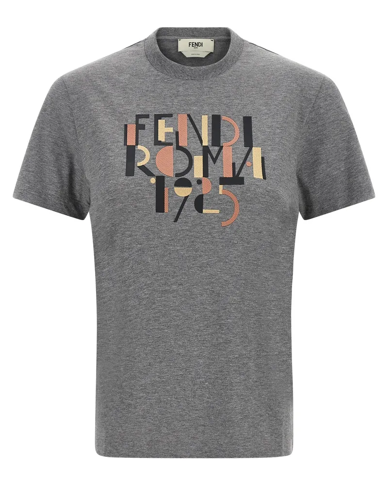 Fendi Fendi Roma 1925' T -Shirt Gray