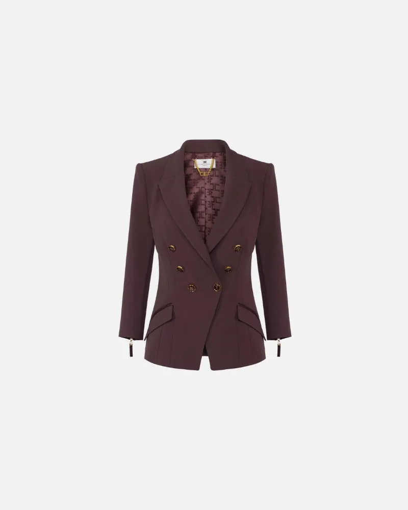 Elisabetta Franchi Double Crepe Jacke Vino